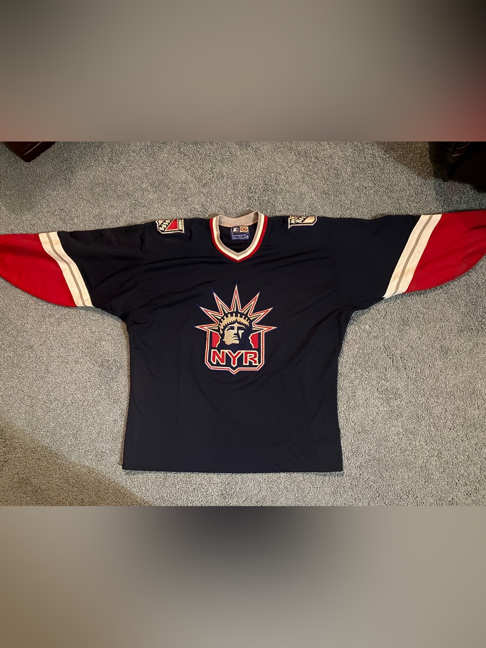 Vintage Lady Liberty New York Rangers Navy NYR Hockey Jersey Large